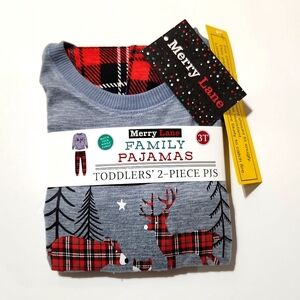 Merry Lane Kid's 3T 2 Piece Pajama Set Deer Bear Fox